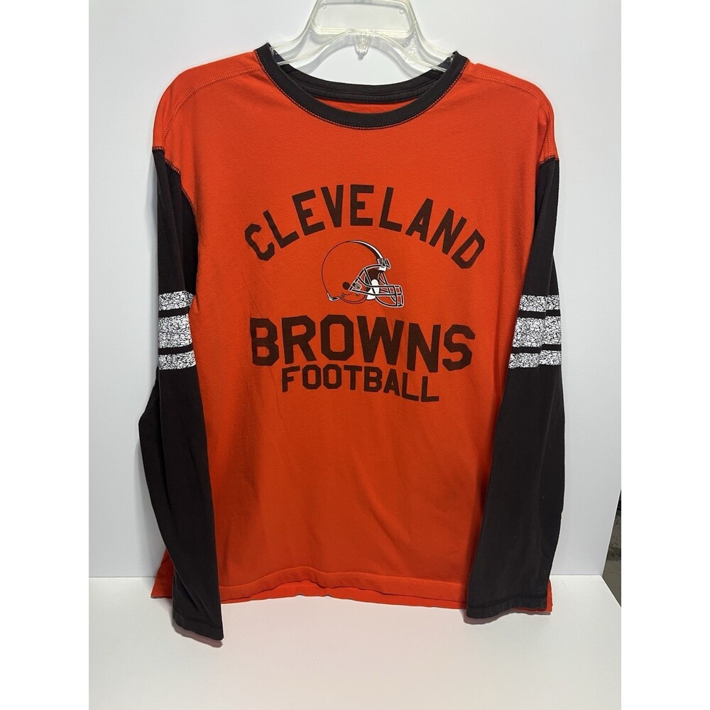 Cleveland Browns Shirt Mens XL Orange Brown NFL Football Long Sleeve 100% cotton